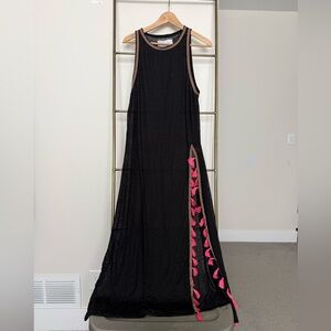 Pitusa Black Tassel Slit Dress